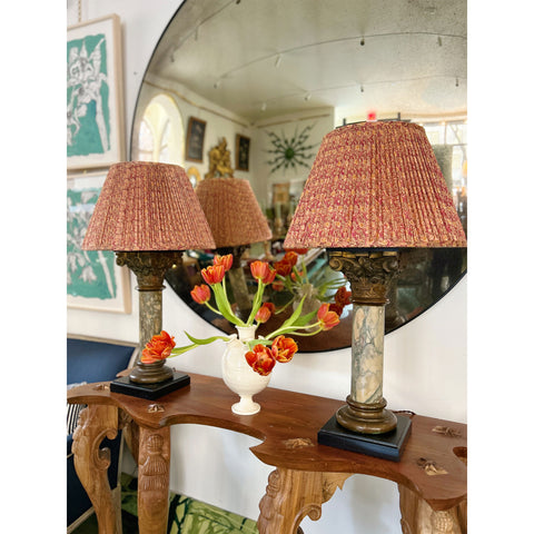 19th Century Marble and Cast Bronze Column Lamp
