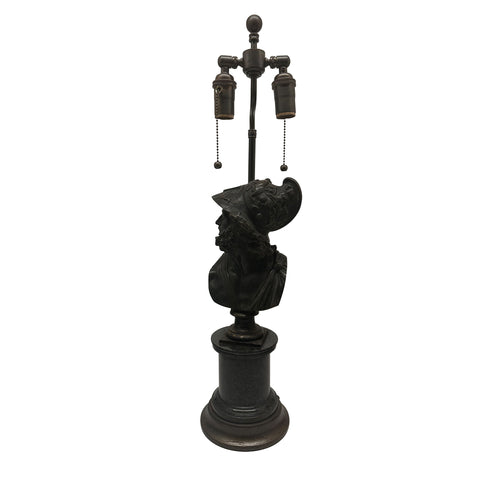 French 19th Century Bronze Bust of Achilles Lamp