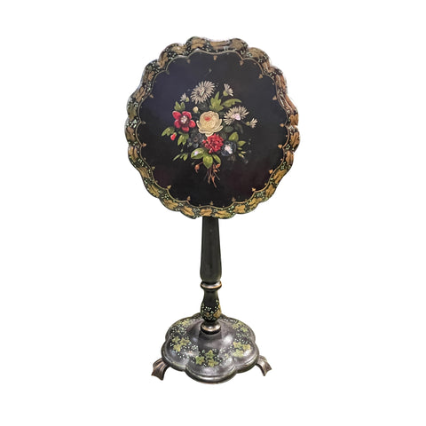 Hand-Painted Floral Papier Mache Table