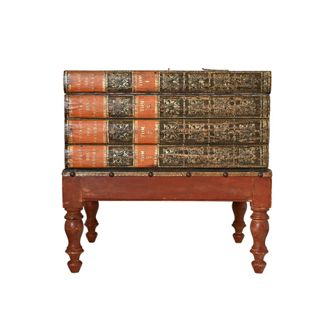 French Leather Book Form Table