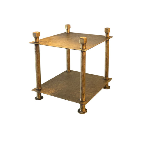 Gouged Brass Telephone Table