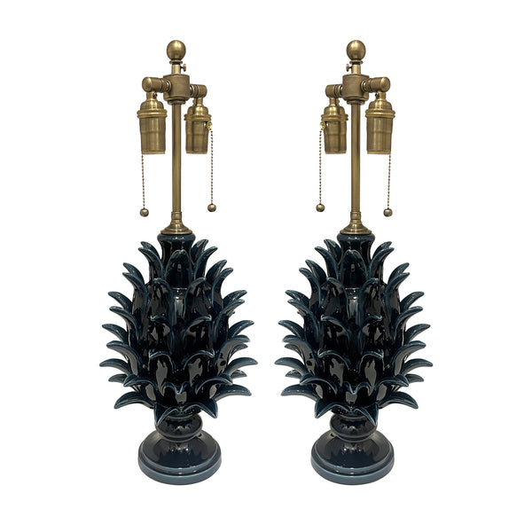 Jean Roger Medium Flame Finial Lamp in Navy – KRB