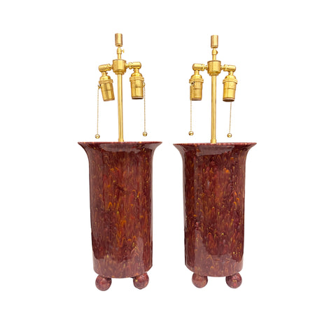 Medium Ball Foot Lamp in Cranberry Burst Glaze