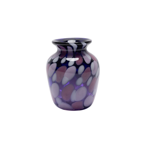 Transparent Hyacinth Vase with Lavender, Rose, and White Spots