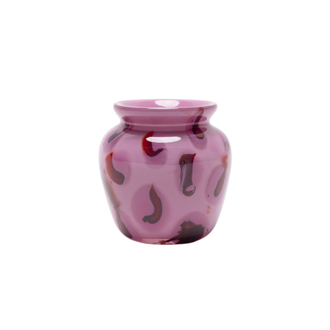 Pink Vase with Dark Pink Spots and Burgundy Strokes