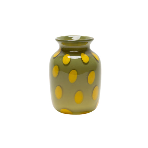 Pistachio Vase with Yellow Spots