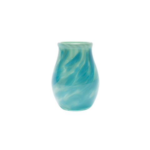 Mint Vase with Teal Strokes
