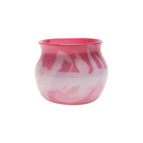 Bubblegum Pink Low Vase with White, Rose, and Flamingo Pink Strokes