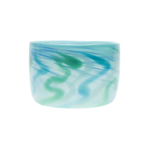 Turquoise Bowl or Planter with Jade, Teal, and Sky Blue Strokes