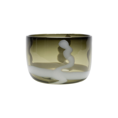 Transparent Dark Grey Bowl or Planter with White Strokes