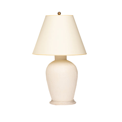 Penny Lamp with Faux Bois in Matte White