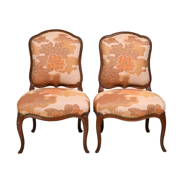 Pair of French 18th Century Carved Walnut Louis XV Side Chairs – KRB