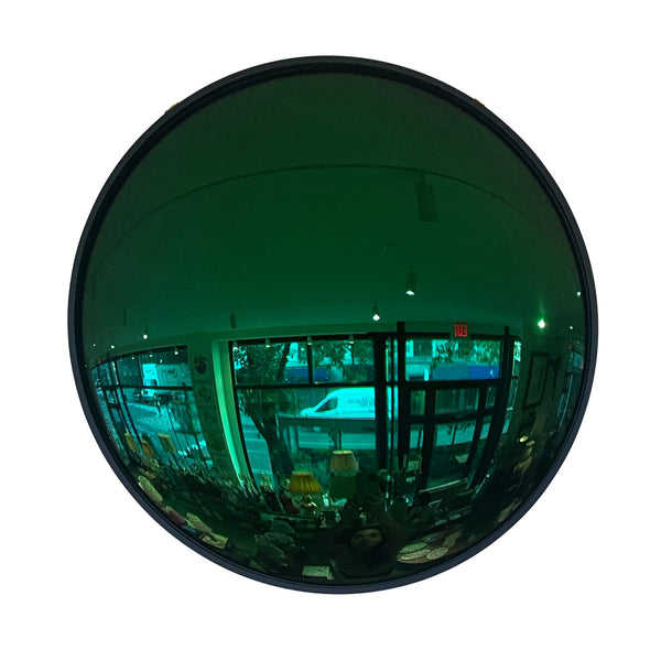 20 Convex Mirror in Antiqued Emerald Green with Black Frame – KRB