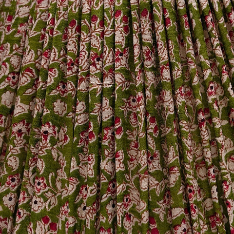 10" Silk Sari Lampshade - Lettuce and Cranberry Floral