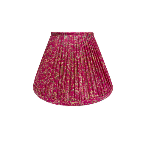 10" Silk Sari Lampshade - Magenta Paisley