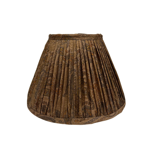10" Silk Sari Lampshade - Taupe Geometric Paisley
