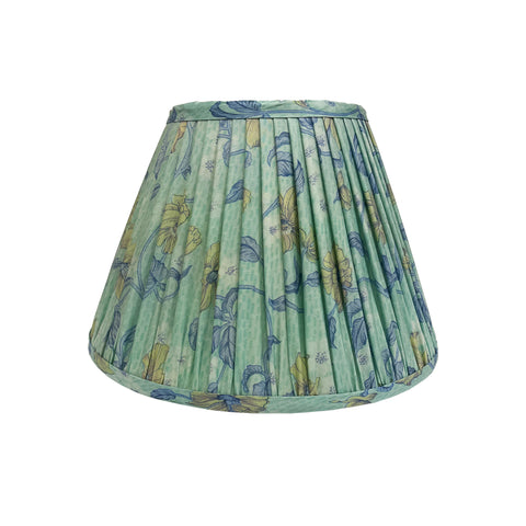 12" Silk Sari Lampshade - Aqua Floral