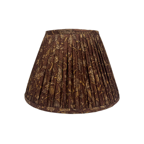 12" Silk Sari Lampshade - Chocolate Floral