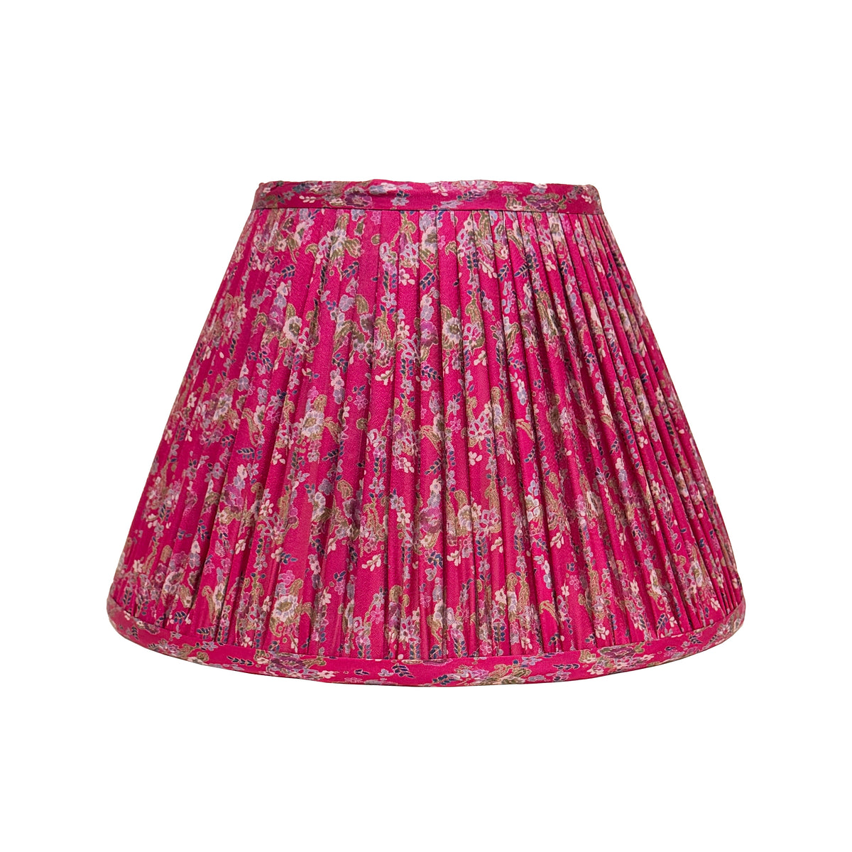 12" Silk Sari Lampshade - Magenta Floral
