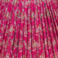 12" Silk Sari Lampshade - Magenta Floral