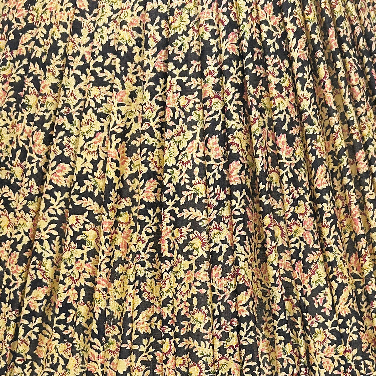 14" Silk Sari Lampshade - Black and Gold Floral