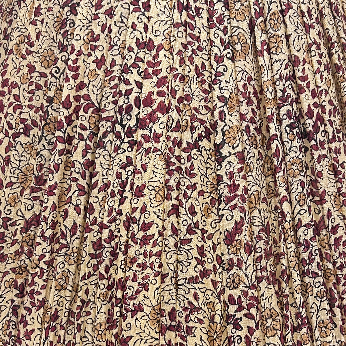 14" Silk Sari Lampshade - Champagne and Burgundy Floral