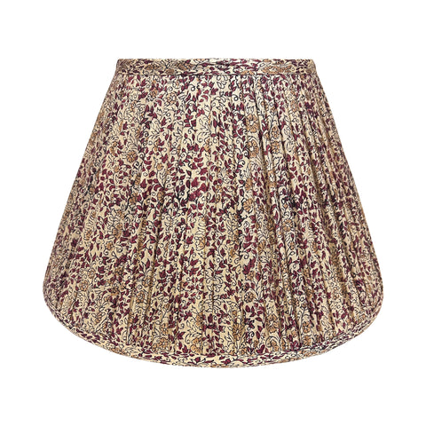 14" Silk Sari Lampshade - Champagne and Burgundy Floral