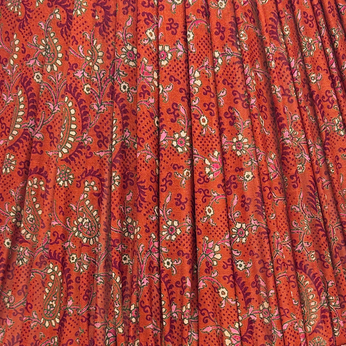 14" Silk Sari Lampshade - Rust Paisley