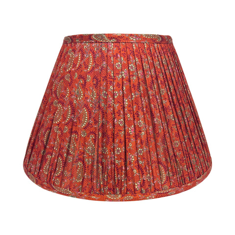 14" Silk Sari Lampshade - Rust Paisley