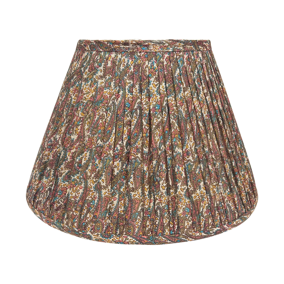 14" Silk Sari Lampshade - Taupe Multi-Color Paisley