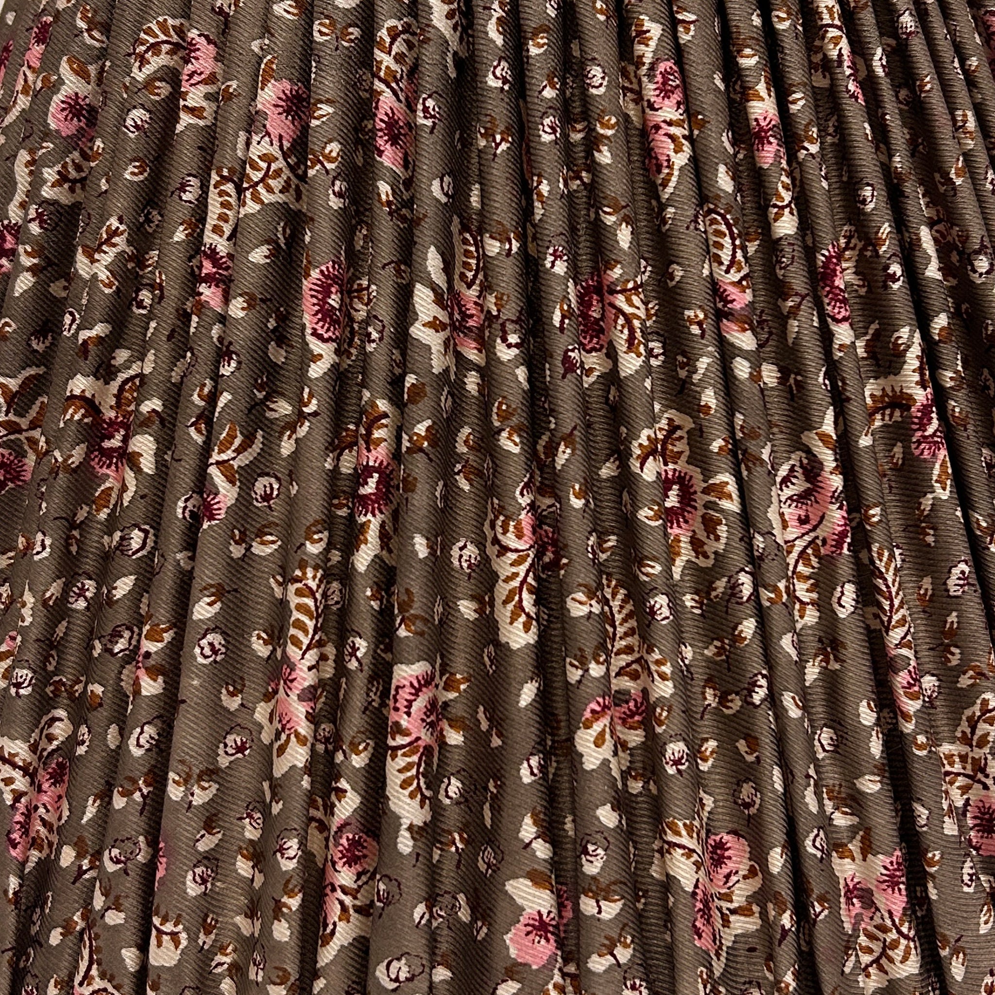 14" Silk Sari Lampshade - Dark Taupe Floral