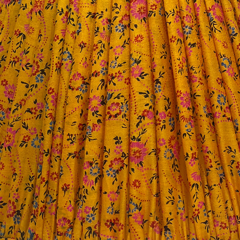 14" Silk Sari Lampshade - Marigold and Pink Floral