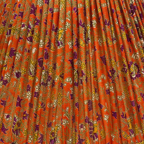 14" Silk Sari Lampshade - Orange Floral