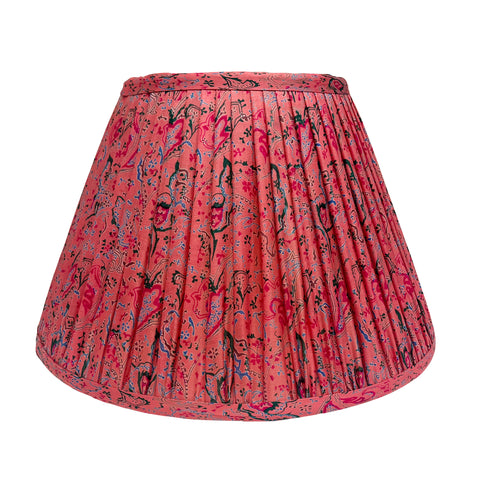 14" Silk Sari Lampshade - Pink Organic Botanical