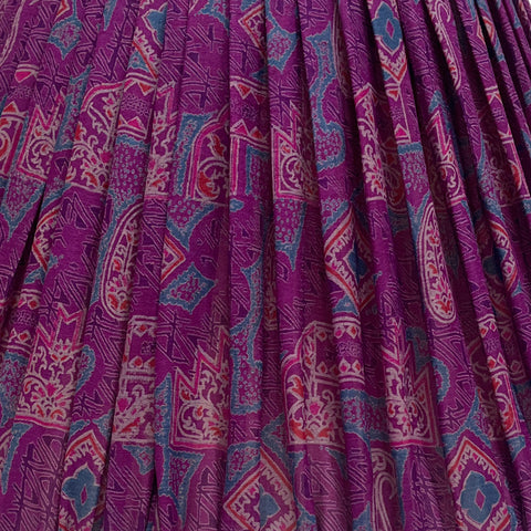 14" Silk Sari Lampshade - Purple Geometric Paisley