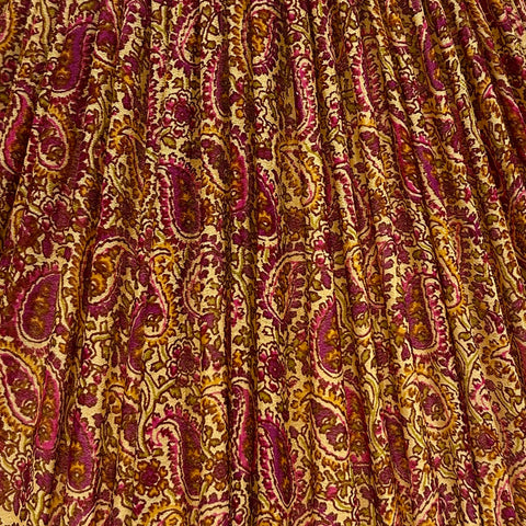 14" Silk Sari Lampshade - Sand and Fuchsia Paisley