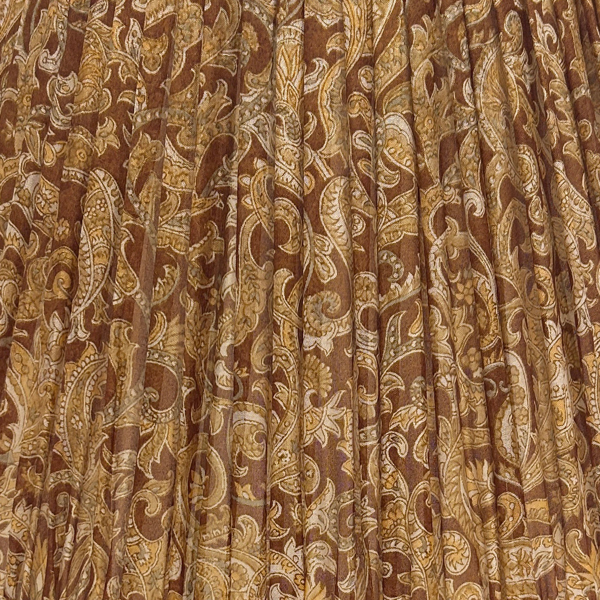 16" Silk Sari Lampshade - Burnt Umber Floral