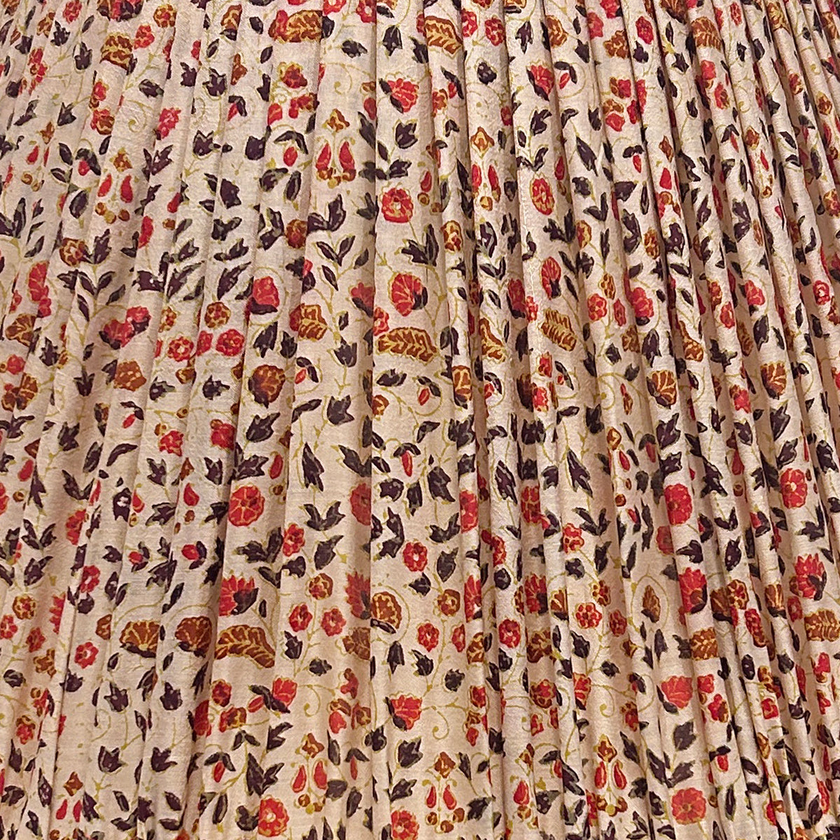 16" Silk Sari Lampshade - Champagne and Red Floral