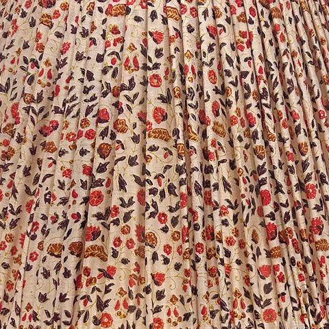 16" Silk Sari Lampshade - Champagne and Red Floral