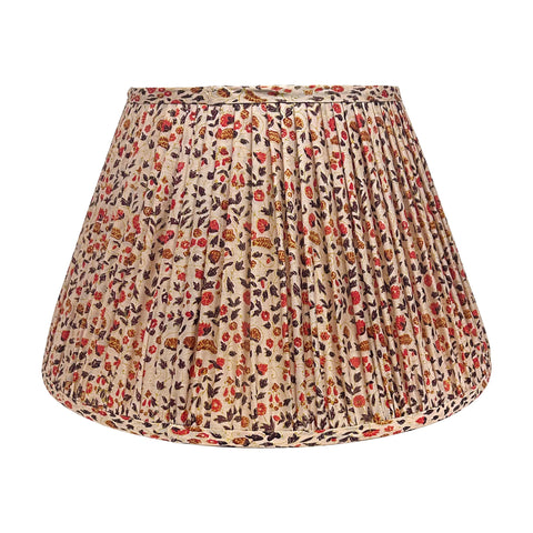 16" Silk Sari Lampshade - Champagne and Red Floral