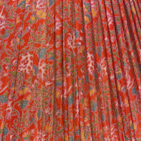 16" Silk Sari Lampshade - Coral Red Floral