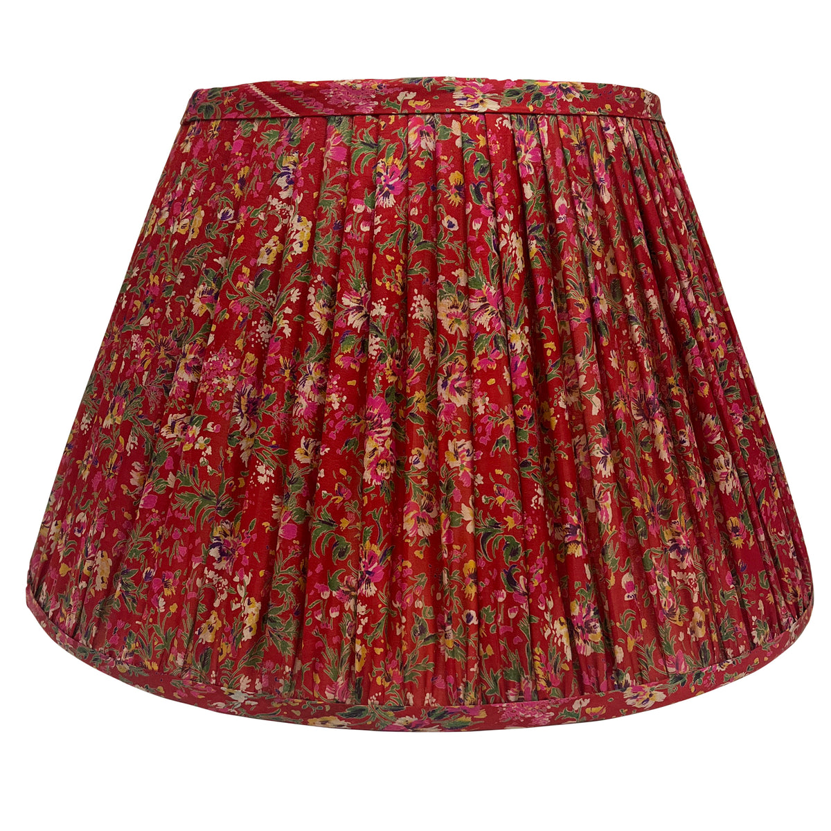 16" Silk Sari Lampshade - Crimson Floral