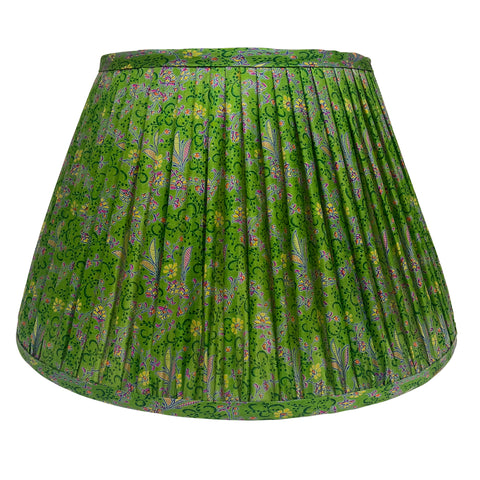 16" Silk Sari Lampshade - Lettuce Green Floral