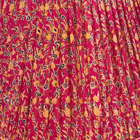 16" Silk Sari Lampshade - Magenta Floral