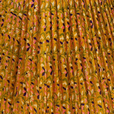 16" Silk Sari Lampshade - Mustard Brush Floral