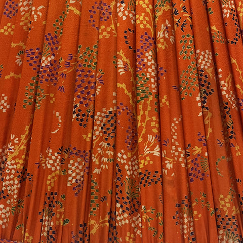 16" Silk Sari Lampshade - Orange Abstract Botanical