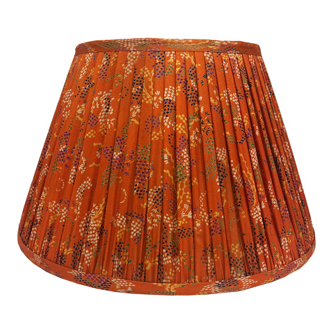 16" Silk Sari Lampshade - Orange Abstract Botanical