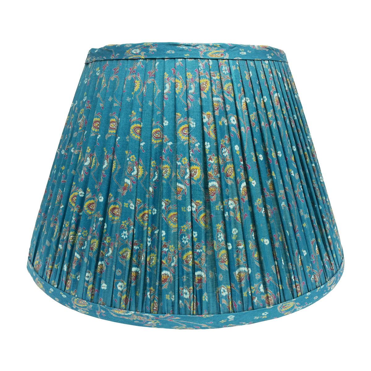 16" Silk Sari Lampshade - Peacock Botanical