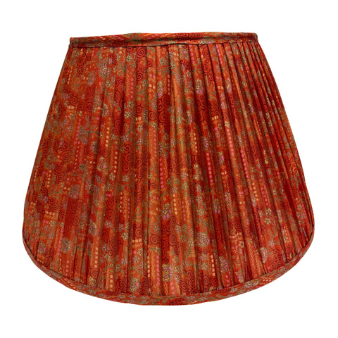 16" Silk Sari Lampshade - Burnt Orange Geometric Botanical
