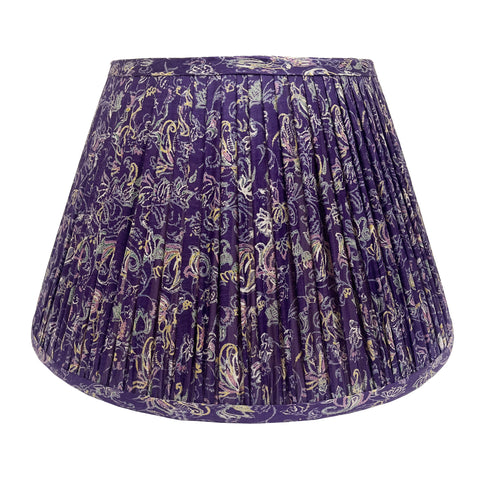 16" Silk Sari Lampshade - Violet Brush Botanical